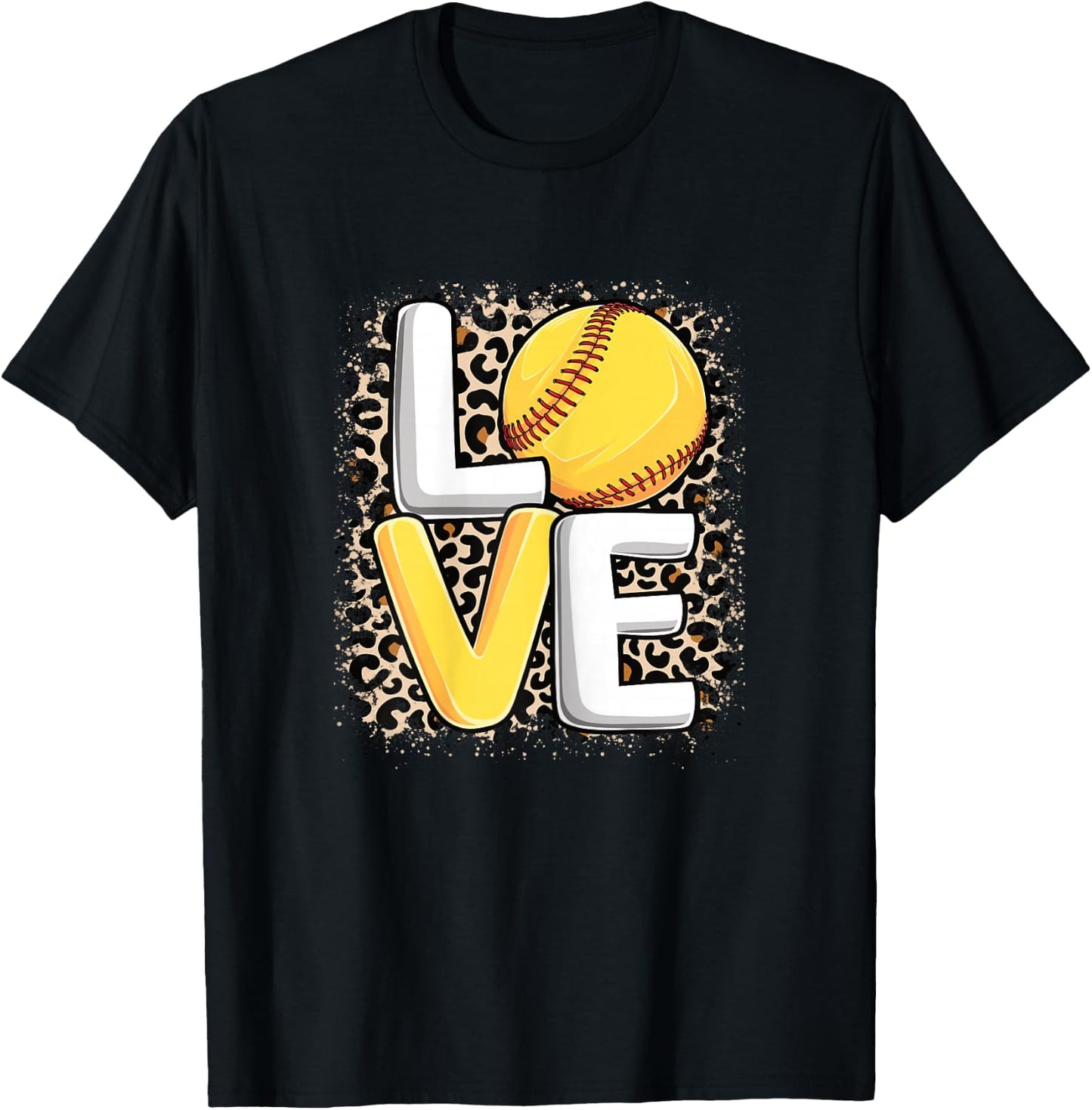 Cute Love Softball Women Girls Softball Lover T-Shirt - T-Shirt | Black