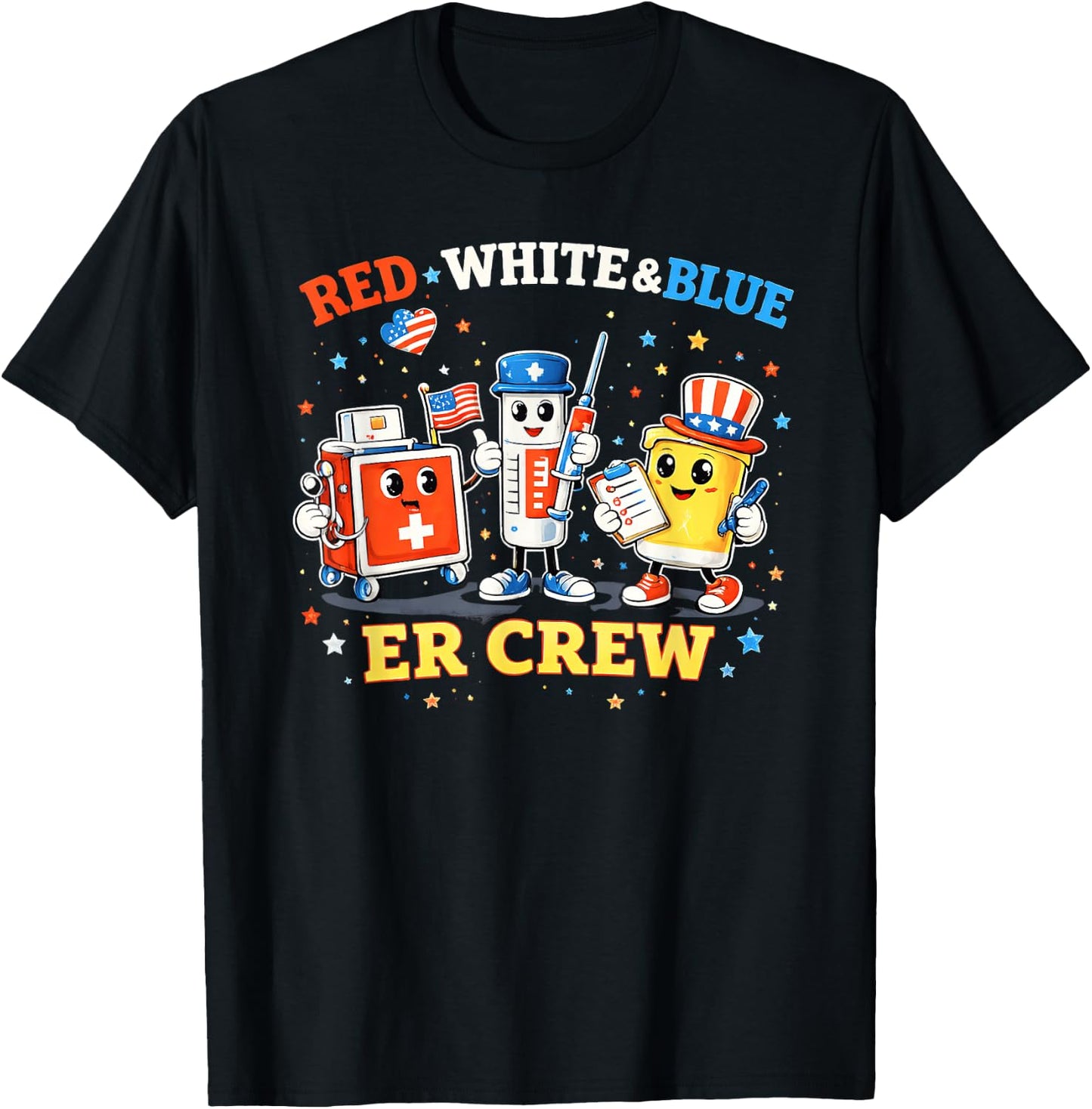 Red White Blue Er Crew Emergency Room 4th of July T-Shirt - T-Shirt | Black