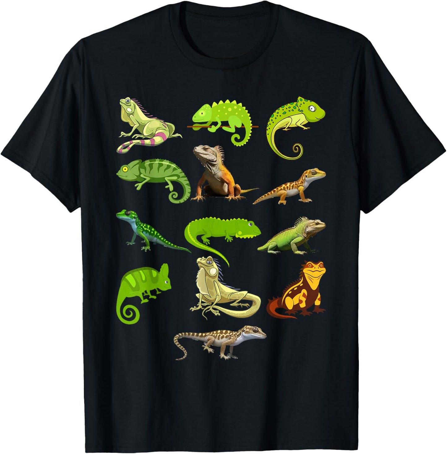 Kids Lizard Collage Bearded Dragon T-Shirt - T-Shirt | Black