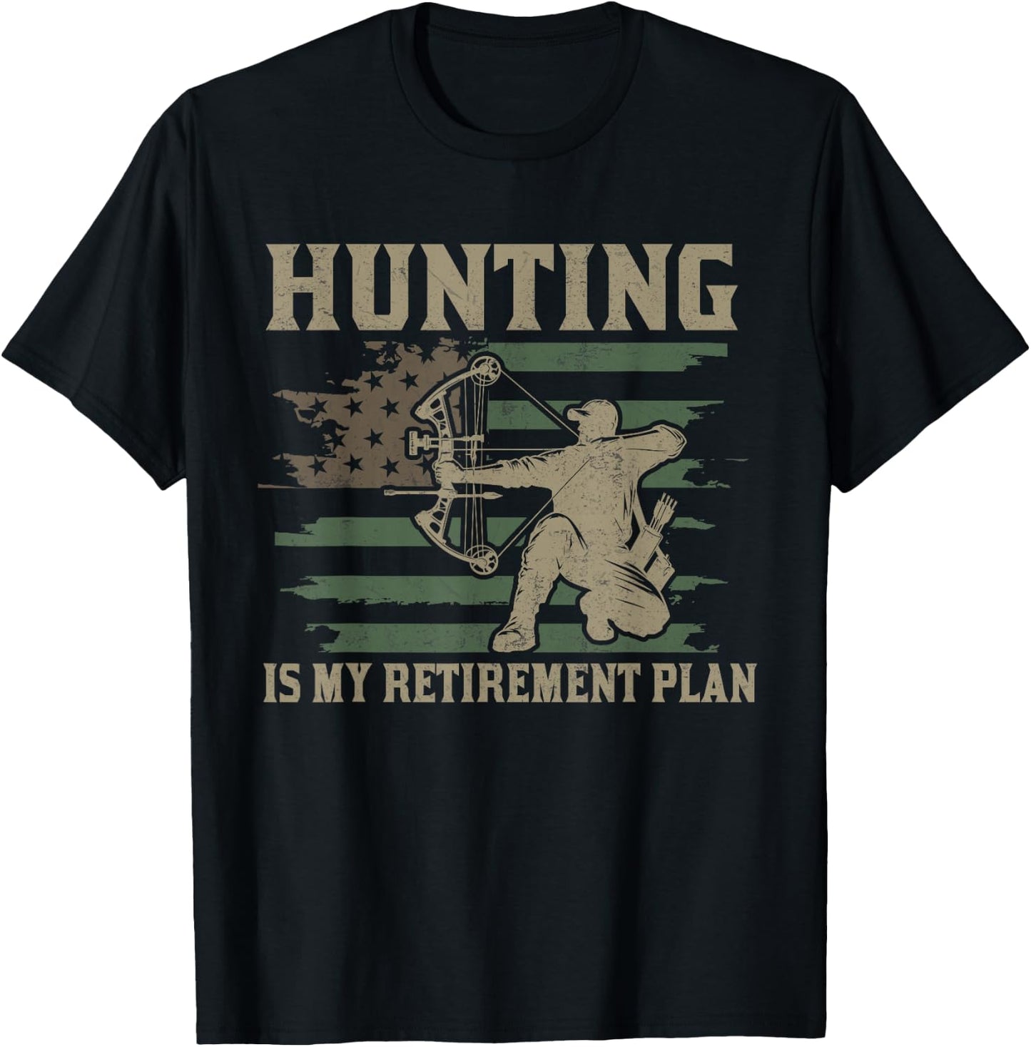 Funny Dad Retired Grandpa Hunting is My Retirement Plan T-Shirt - T-Shirt | Black