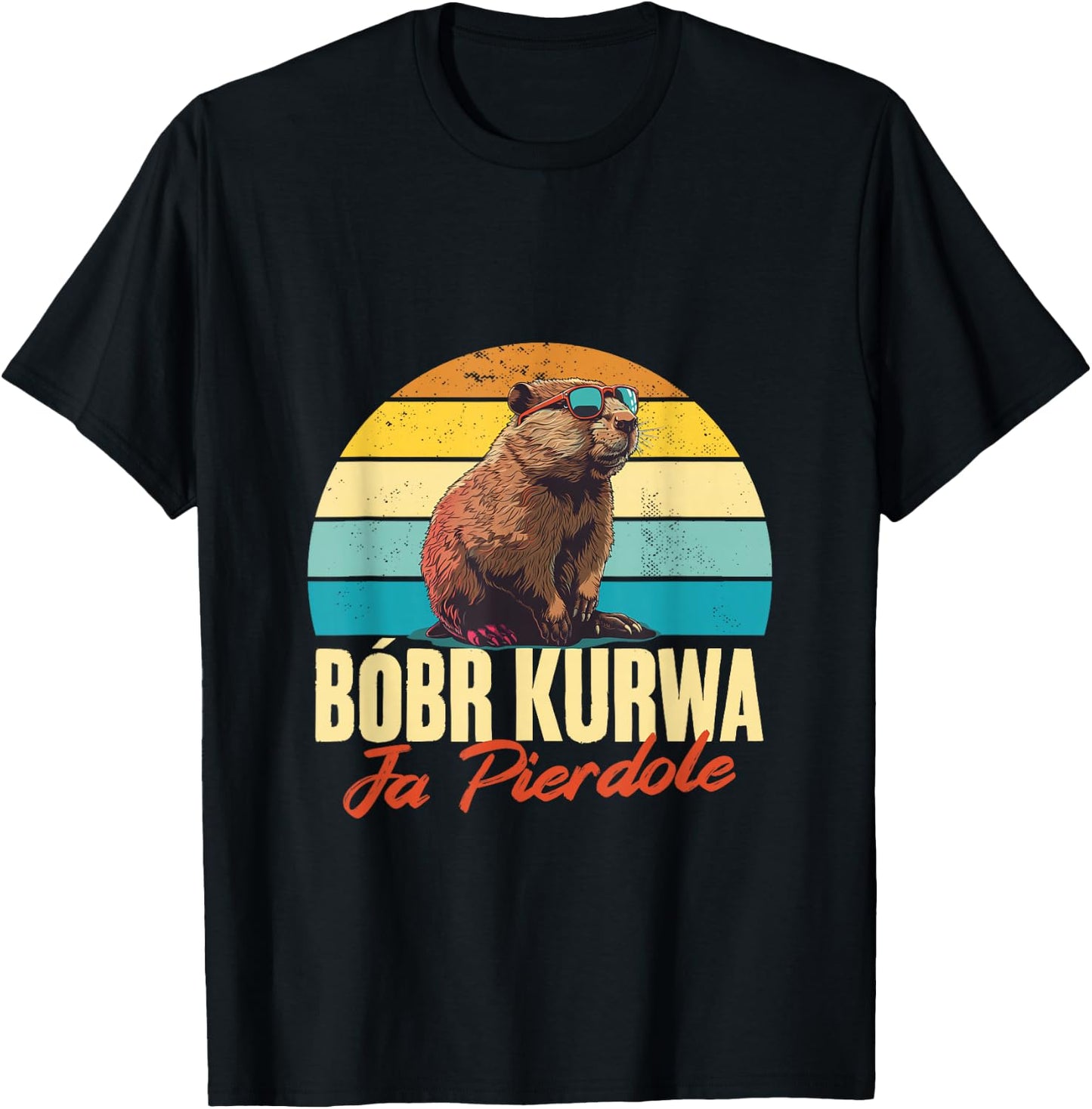 Bobr Kurwa - Retro Bober Beaver Bobr T-Shirt - T-Shirt | Black