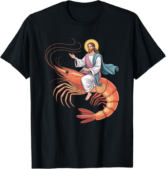 Holy Shrimp Meme Parody Design T-Shirt - T-Shirt | Black