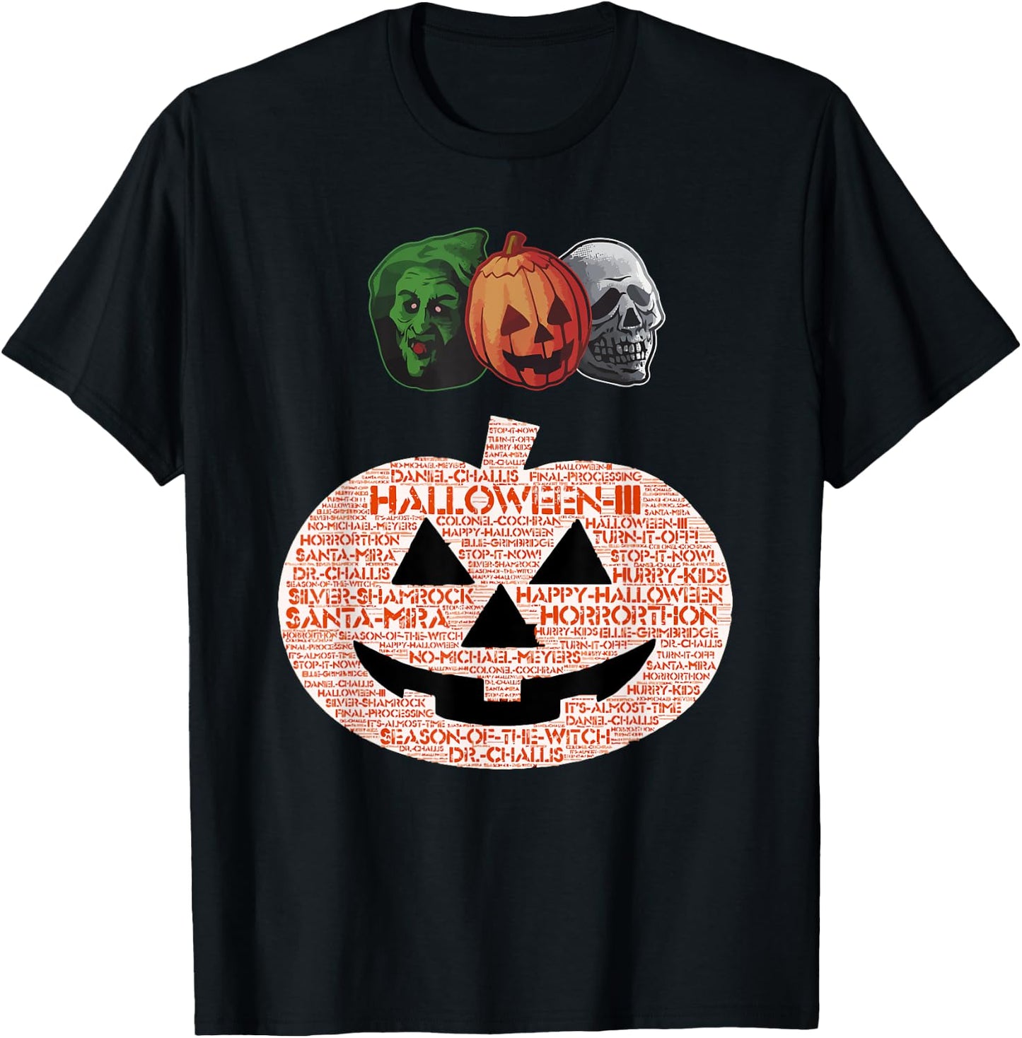 Halloween III Masks and Pumpkin T-Shirt - T-Shirt | Black