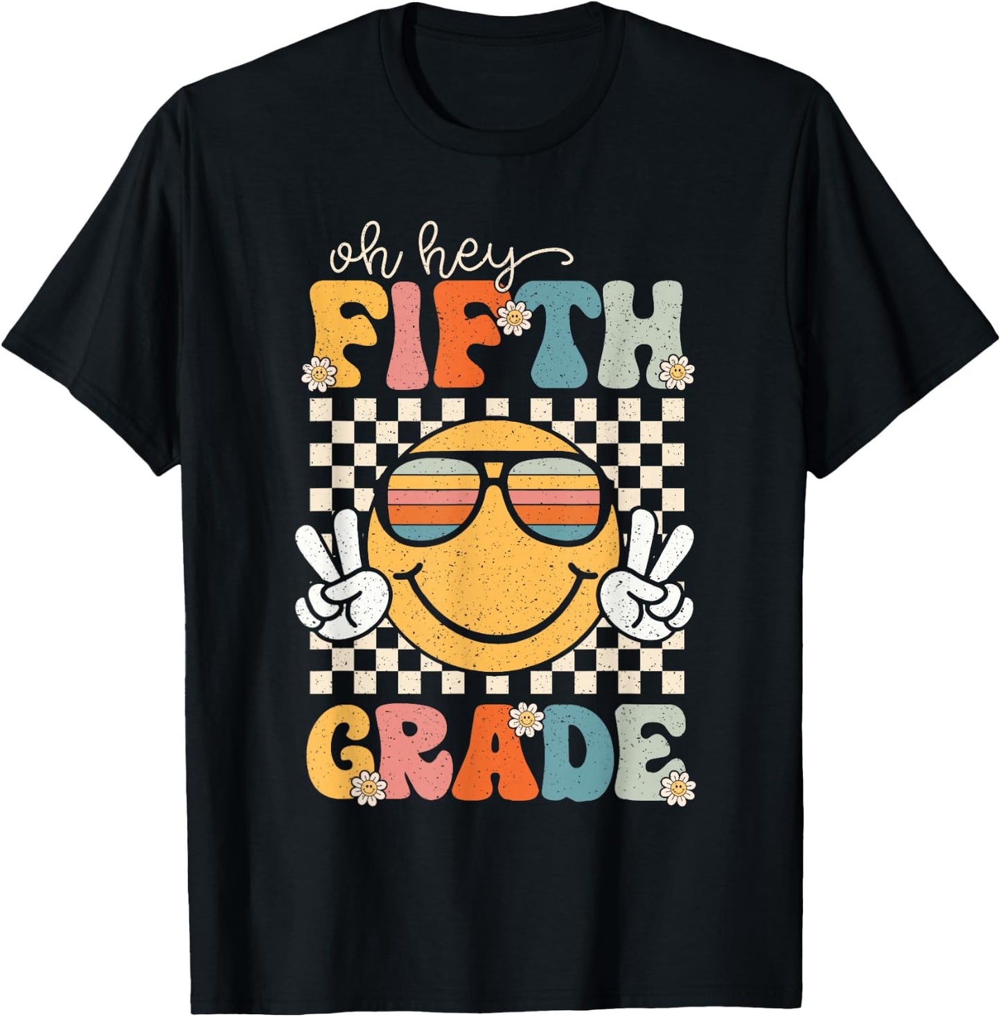 Fifth Grade Oh Hey Smile Retro Back To School 5th Grade T-Shirt - T-Shirt | Black