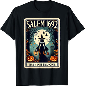 Salem 1692 Witch Massachusetts They Missed One Tarot Card T-Shirt - T-Shirt | Black