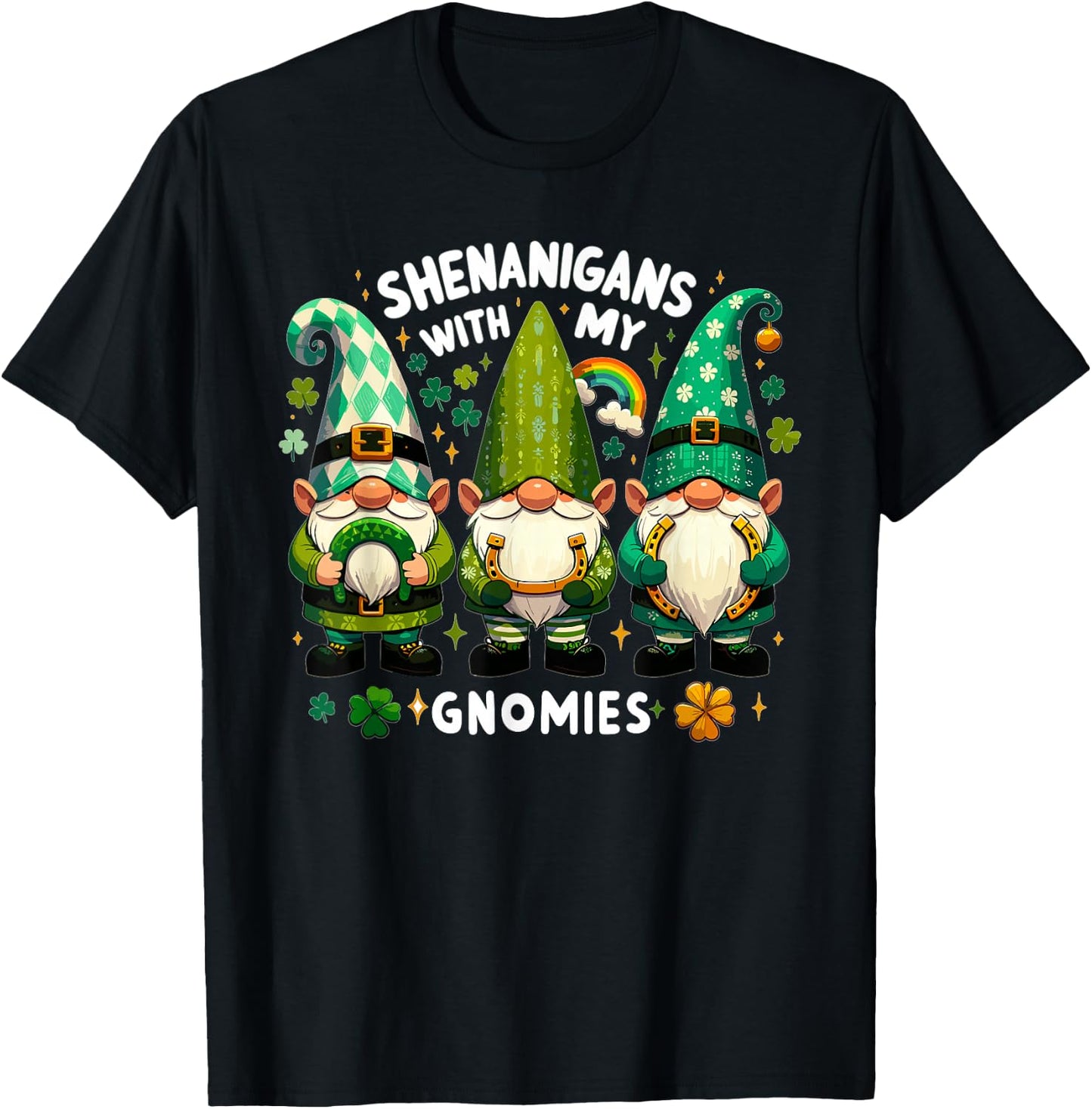 St Patricks Day Shirt Women - Shenanigans With My Gnomies T-Shirt - T-Shirt | Black