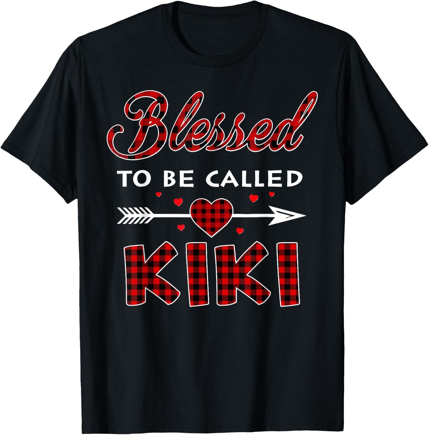 Blessed To Be Called Kiki Plaid Christmas Thanksgiving T-Shirt - T-Shirt | Black