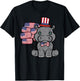 4th Of July Hippo US Flags Patriot Women Girls Boys Kids Men T-Shirt - T-Shirt | Black