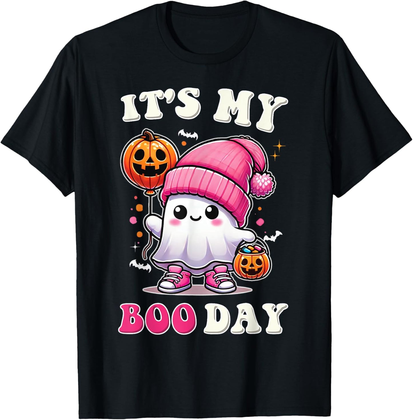 Its My Boo Day , Cute Halloween Birthday Ghost Girl Kids T-Shirt - T-Shirt | Black