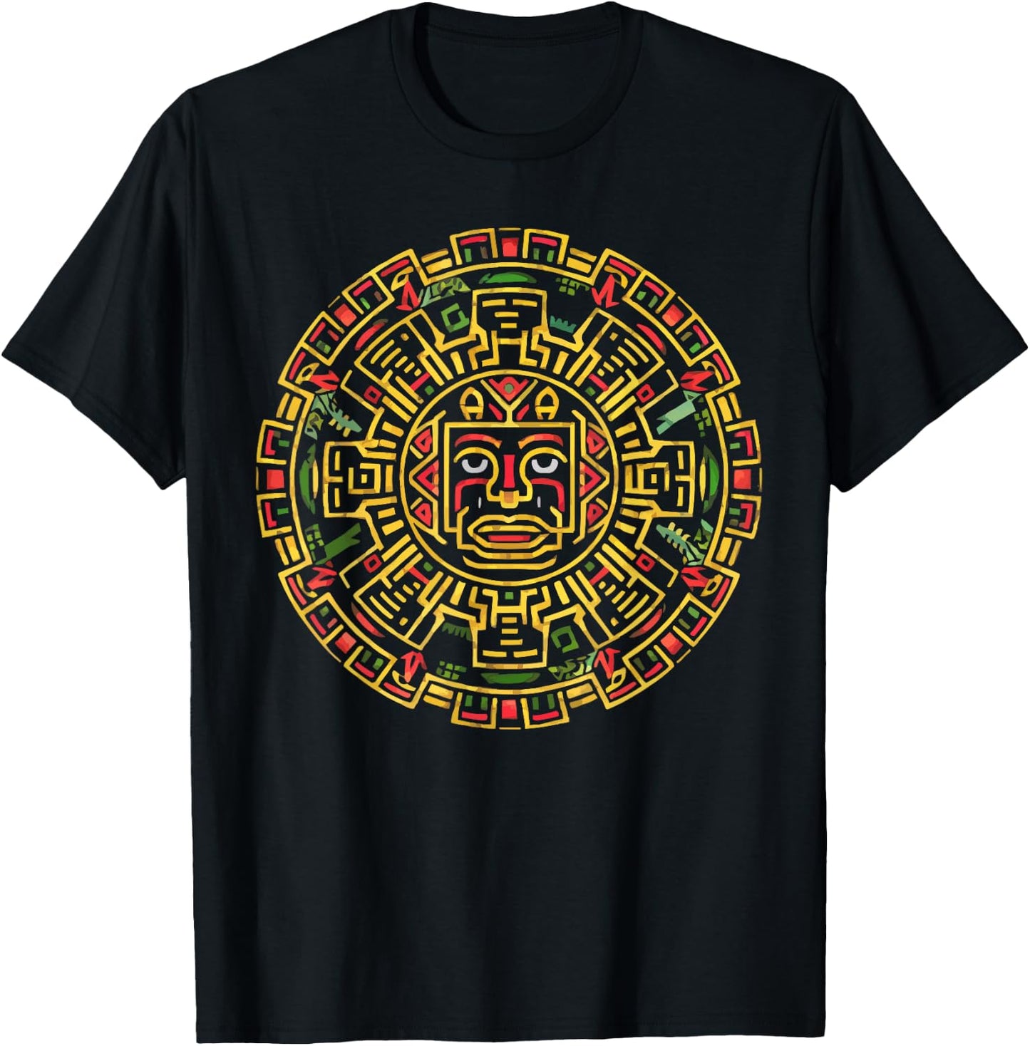 Aztec Calendar Mayan Indigenous Mexican Aztec Jaguar T-Shirt - T-Shirt | Black