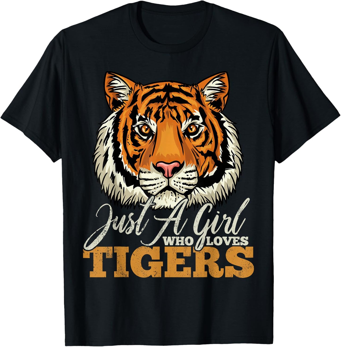 Tiger Just a Girl Who Loves Tigers Gift Tiger Lovers T-Shirt - T-Shirt | Black