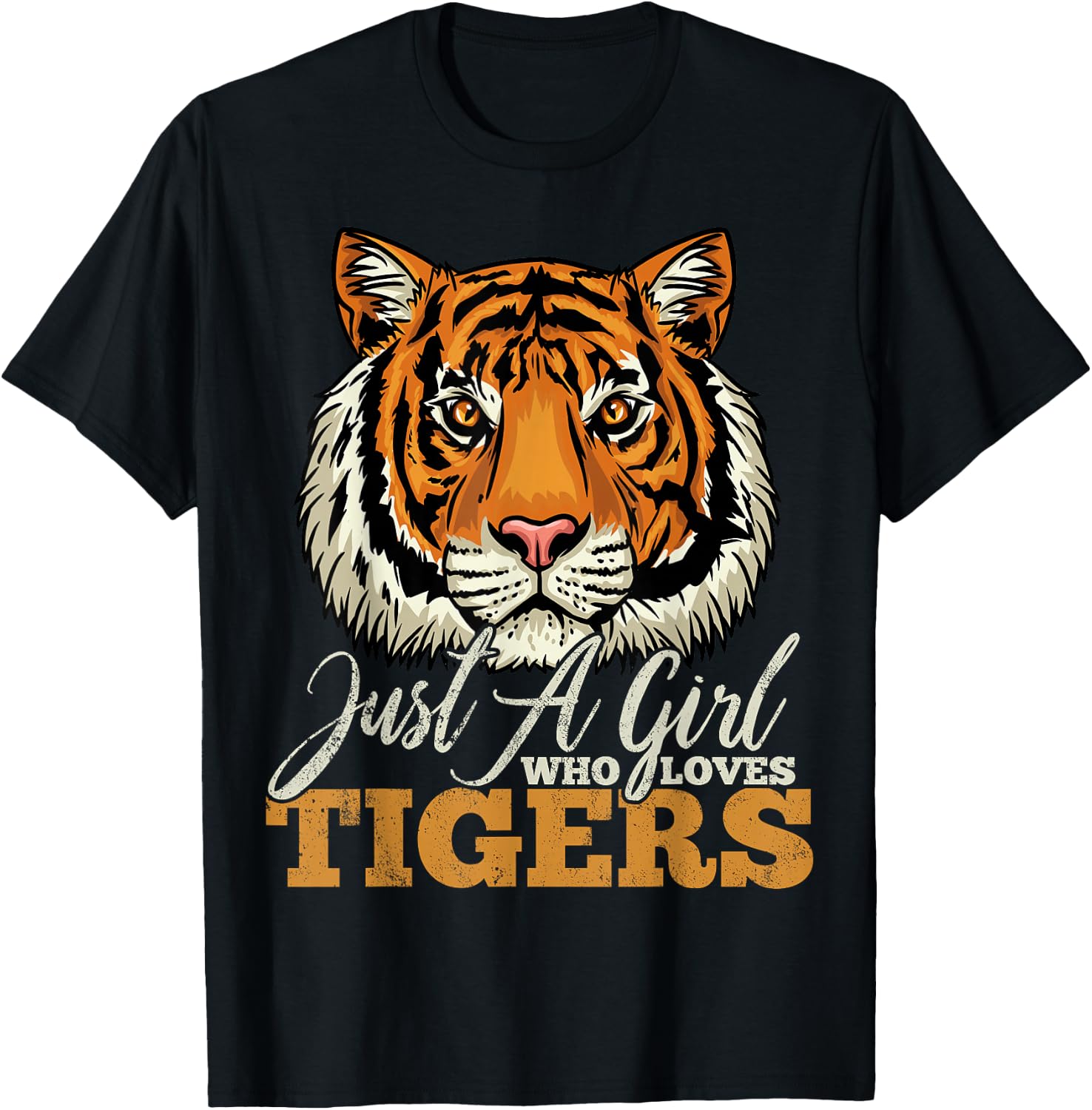 Tiger Just a Girl Who Loves Tigers Gift Tiger Lovers T-Shirt - T-Shirt | Black