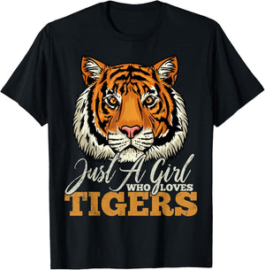 Tiger Just a Girl Who Loves Tigers Gift Tiger Lovers T-Shirt - T-Shirt | Black