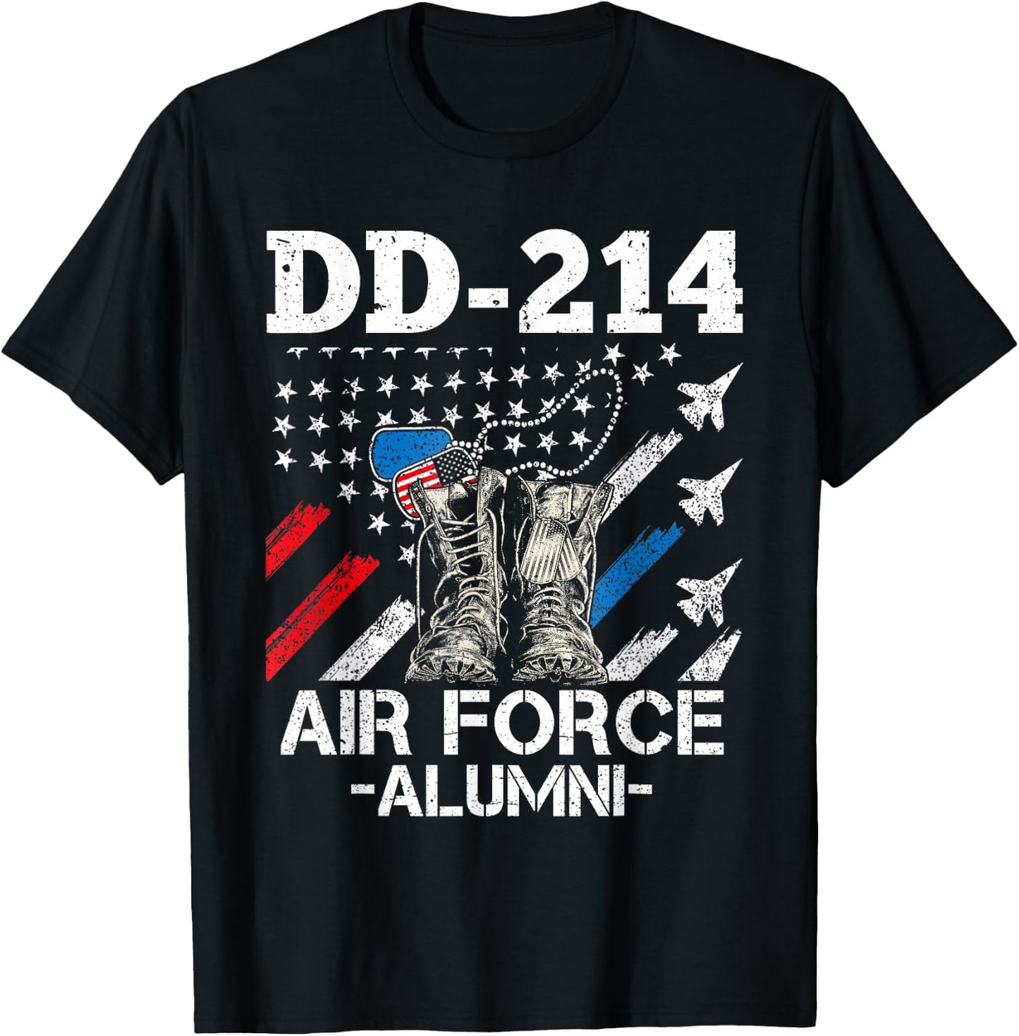 DD-214 Air Force Alumni | US Veteran Dad Grandpa USAF Proud T-Shirt - T-Shirt | Black