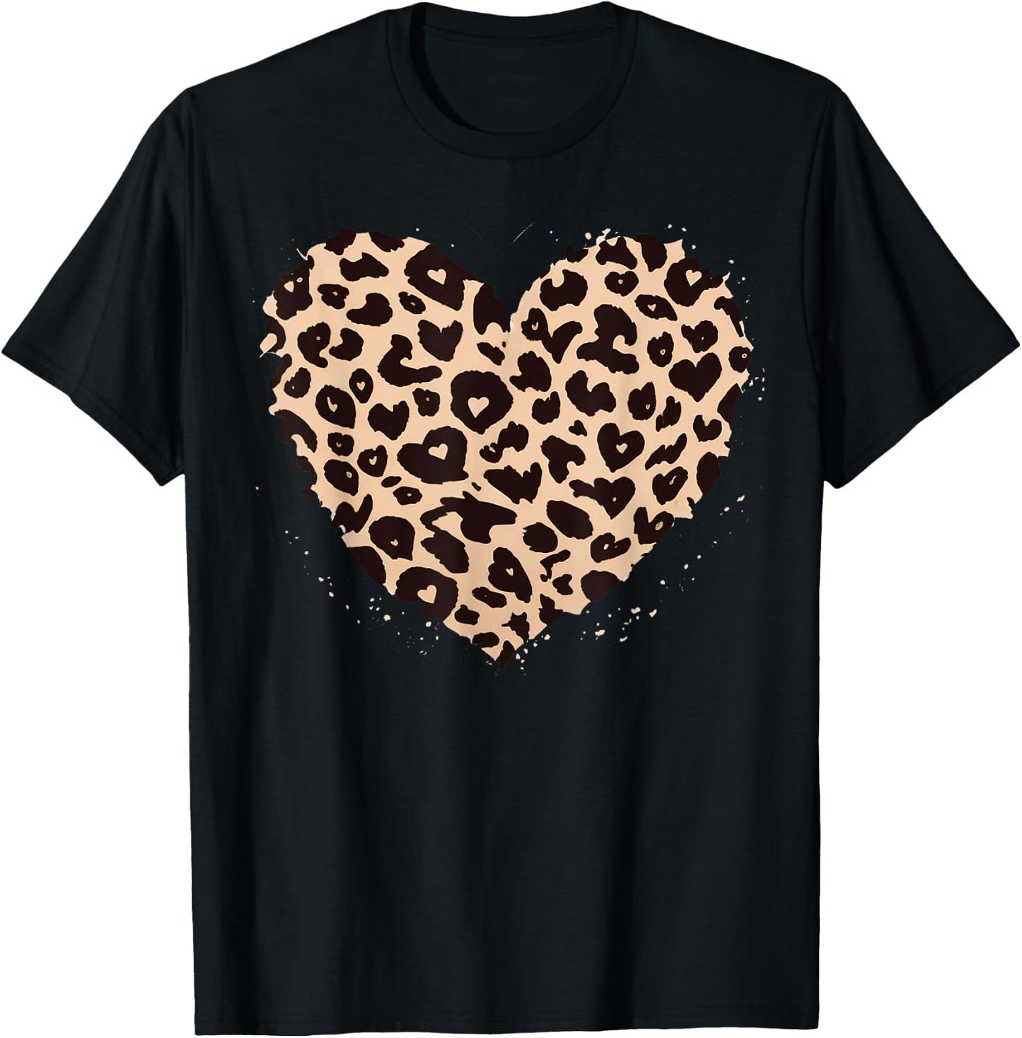 Cheetah Leopard Heart Girls Animal Print , black T-Shirt - T-Shirt | Black