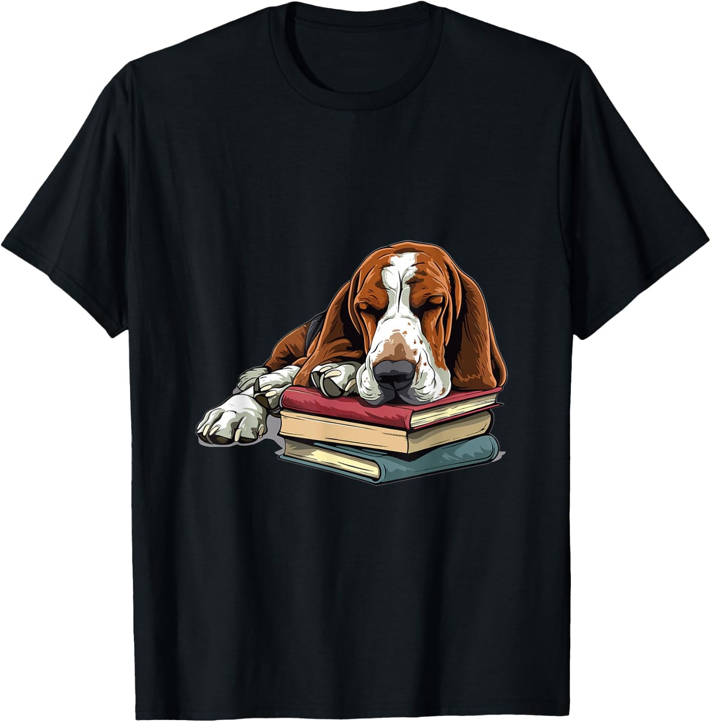 Basset Hound Books Dog Breed Graphic T-Shirt - T-Shirt | Black