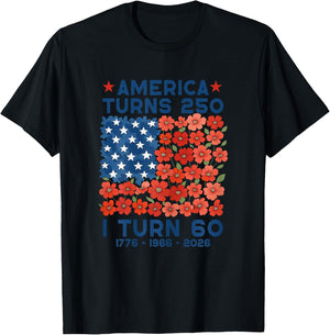 America Turns 250 I Turn 60 1966 60th Birthday Women Mom T-Shirt - T-Shirt | Black