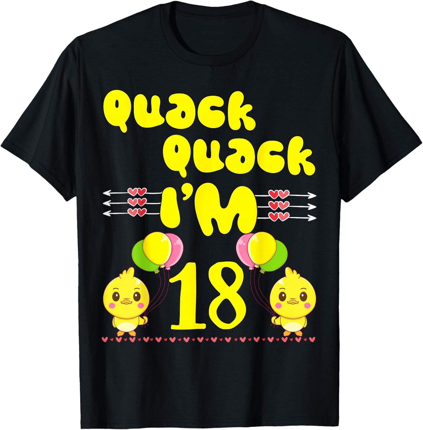 Quack Quack I'm 18 Farm Duck Theme Party 18th Year Birthday T-Shirt - T-Shirt | Black
