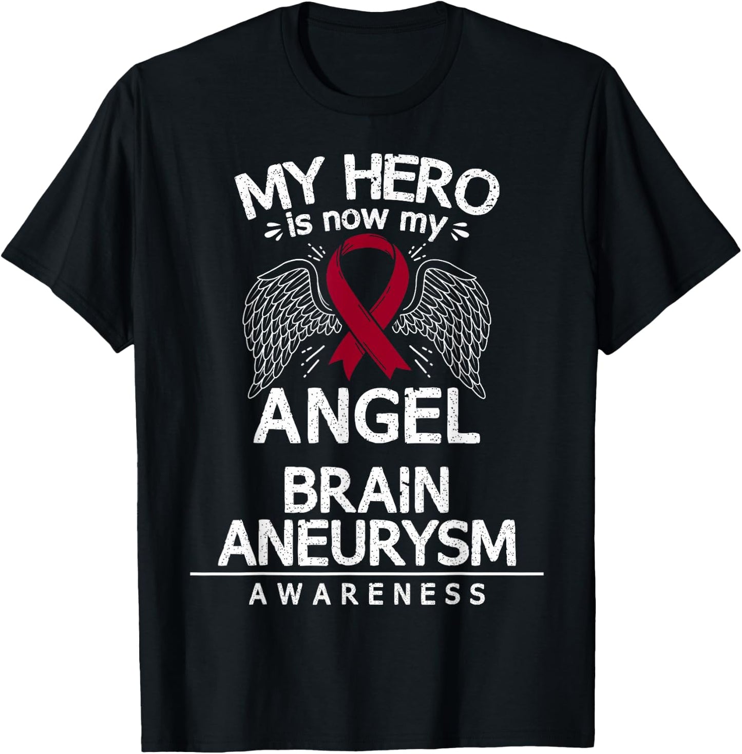 Brain Aneurysm Awareness Gift Burgundy Ribbon T-Shirt - T-Shirt | Black