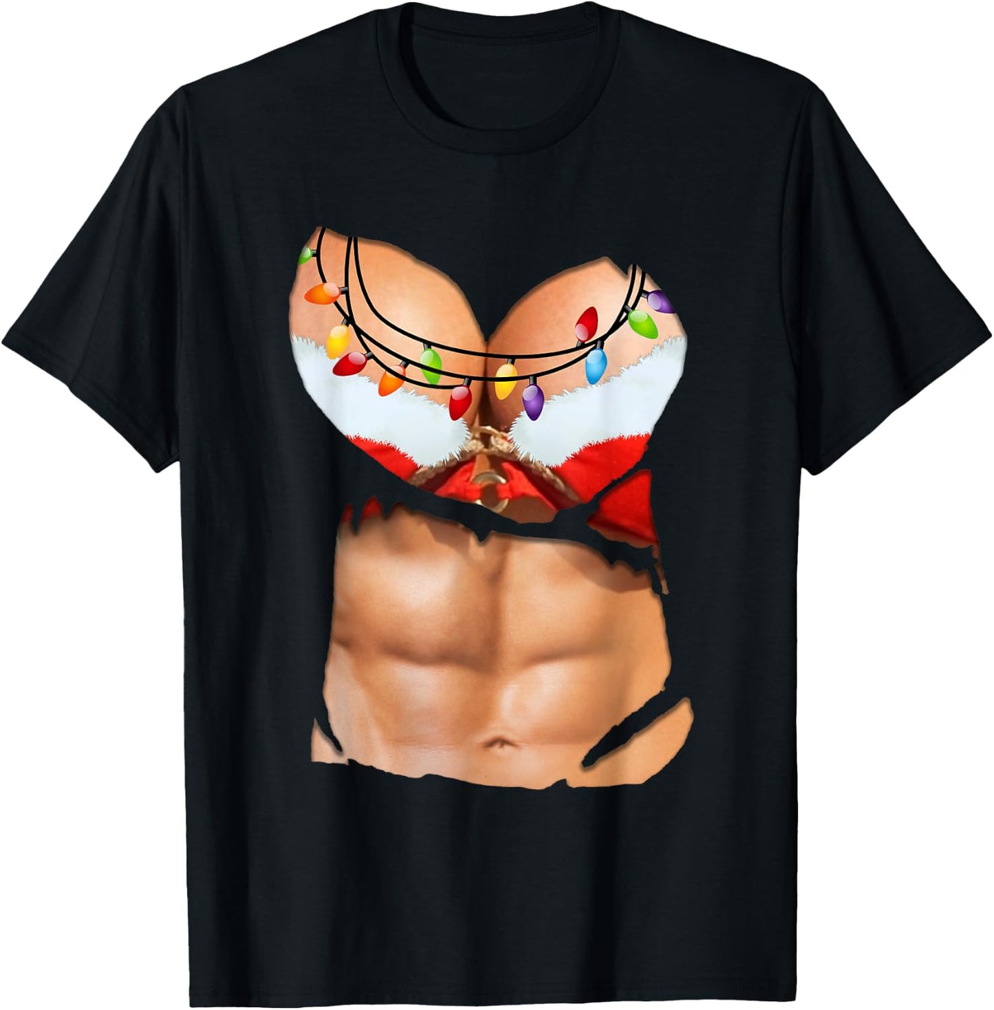 Fake Abs Shirt Funny Bikini Body Muscle Six Pack 3D T-Shirt - T-Shirt | Black