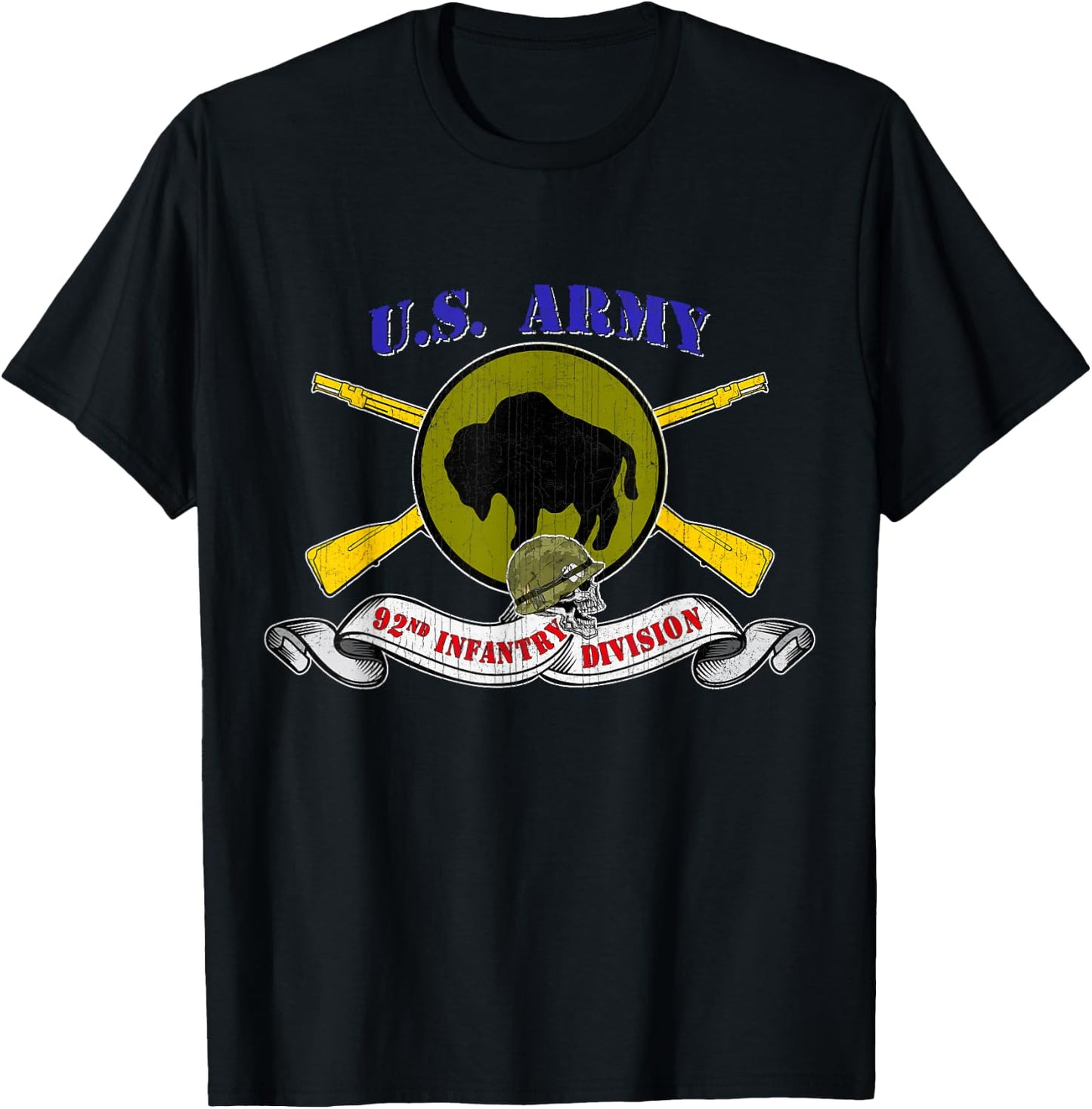 92nd Infantry Division 92nd ID Veteran Vintage Gifts T-Shirt - T-Shirt | Black