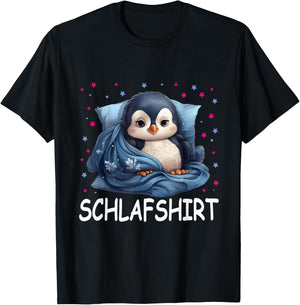 Penguin Official Sleep Shirt Cute Penguin Pyjamas , black T-Shirt - T-Shirt | Black