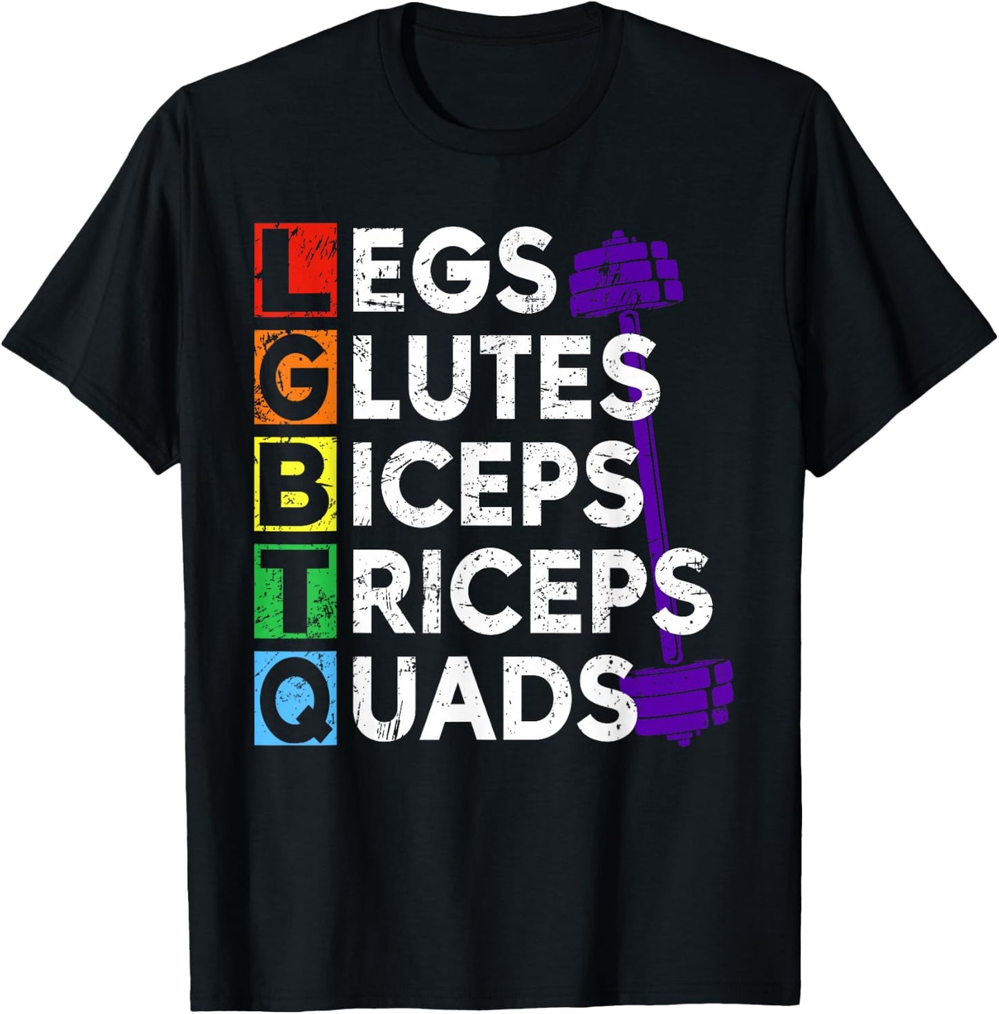 Retro Legs Glutes Biceps Triceps Quads Gym Lover LGBTQ Pride T-Shirt - T-Shirt | Black
