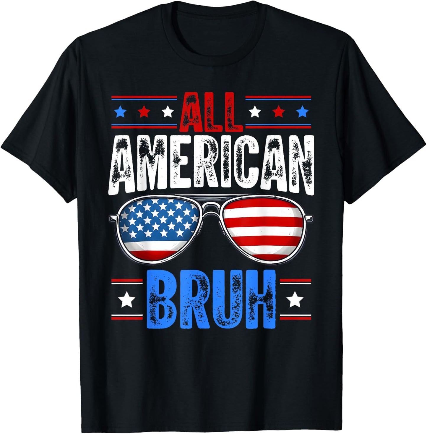 4th of July All American Bruh Patriotic Boys Kids T-Shirt - T-Shirt | Black
