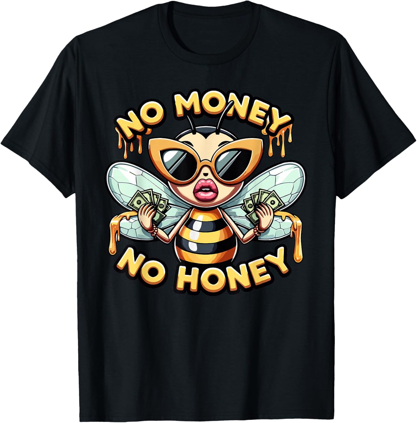 Funny Retro Bee Black Queen, No Money No Honey, Women's T-Shirt - T-Shirt | Black