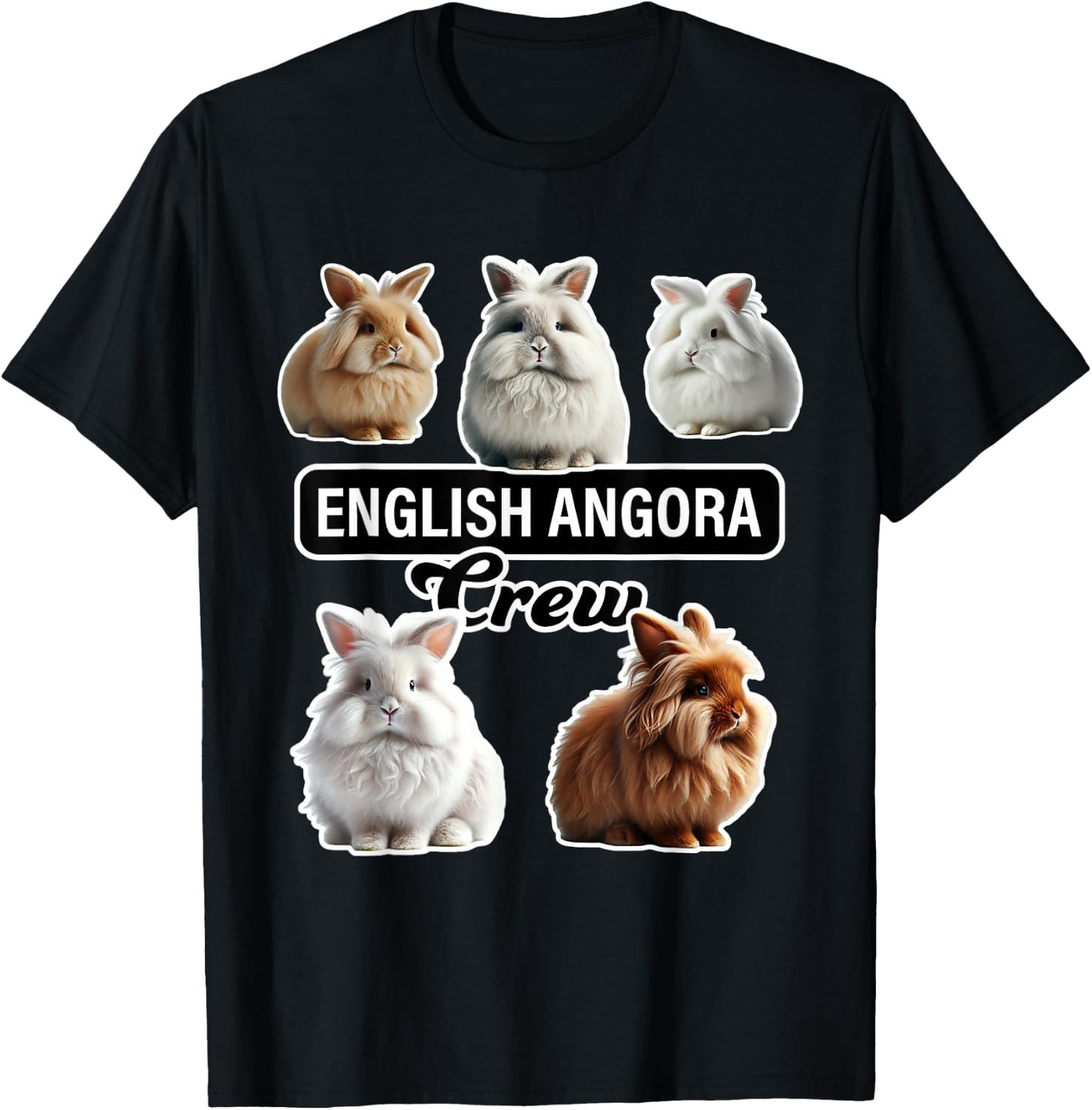 English Angora Rabbit Crew Funny Bunny T-Shirt - T-Shirt | Black