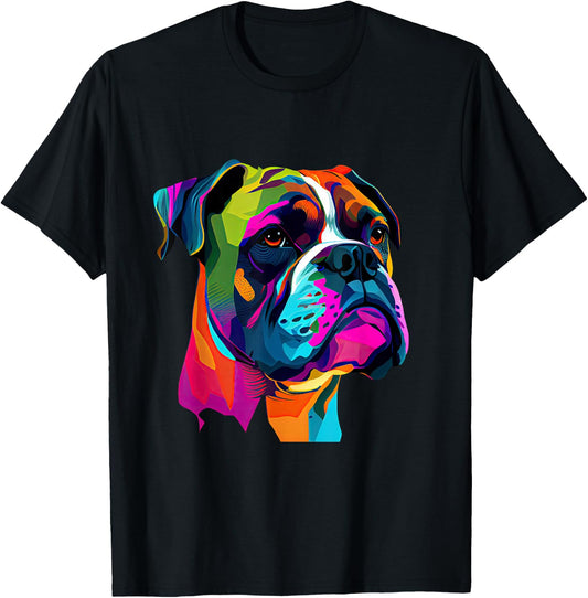 Boxer Dog Pop Art Design Cute Boxer Dog Lovers T-Shirt - T-Shirt | Black