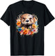 Floral Otter Face Watercolor Painting Sea Otter Portrait T-Shirt - T-Shirt | Black