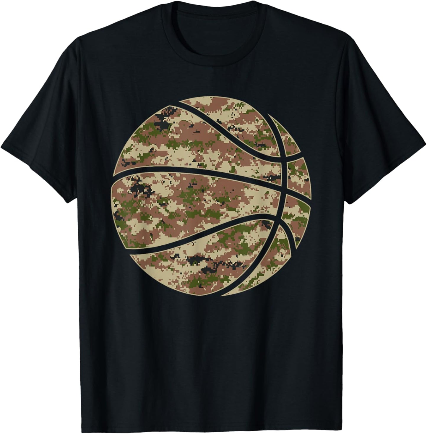 Desert Basketball Camo - Desert Camouflage Basketball T-Shirt - T-Shirt | Black