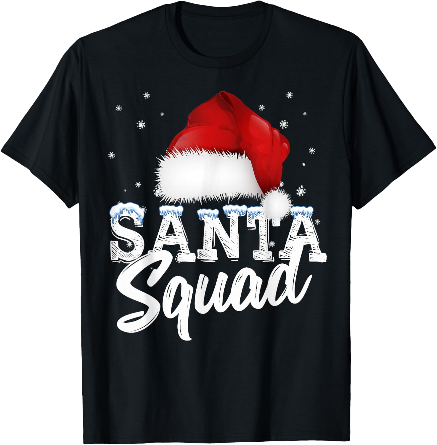 Team Christmas Santa Squad Family Matching Christmas Tree T-Shirt - T-Shirt | Black