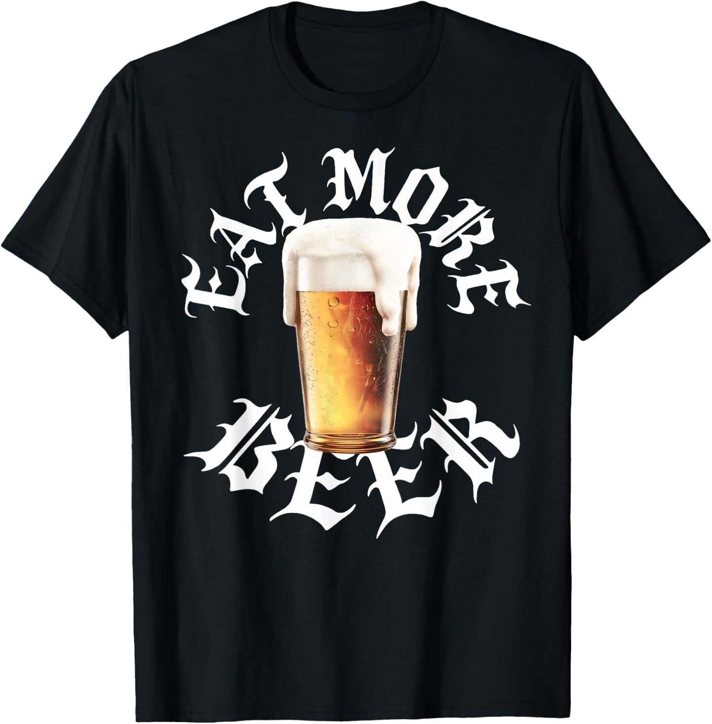Eat More Beer Funny Drinking Humor Brew Love Retro Rock Roll T-Shirt - T-Shirt | Black