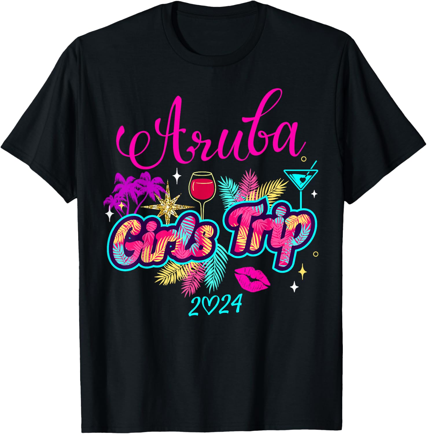 Girls Trip Aruba 2024 Shirt Girls Weekend Birthday Squad T-Shirt - T-Shirt | Black