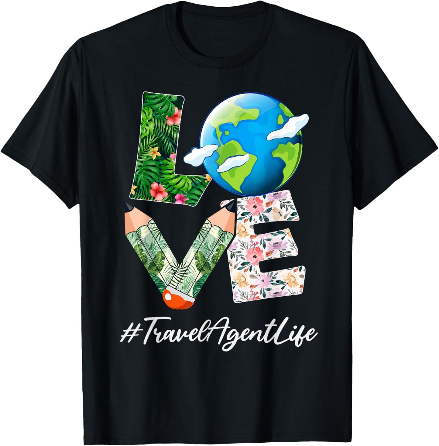 Travel Agent Love World Earth Day Save the Planet T-Shirt - T-Shirt | Black