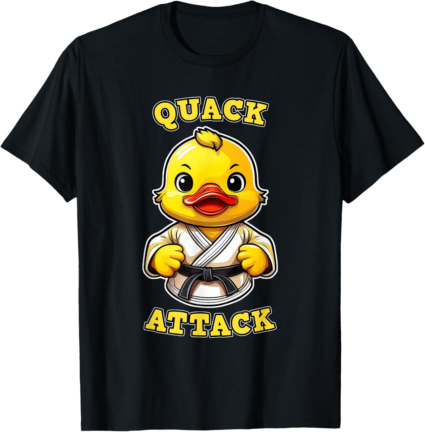 Quack Attack, Funny Karate Rubber Duckie, Rubber Duck Pun T-Shirt - T-Shirt | Black