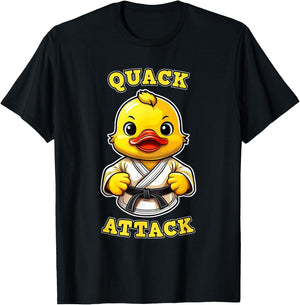 Quack Attack, Funny Karate Rubber Duckie, Rubber Duck Pun T-Shirt - T-Shirt | Black