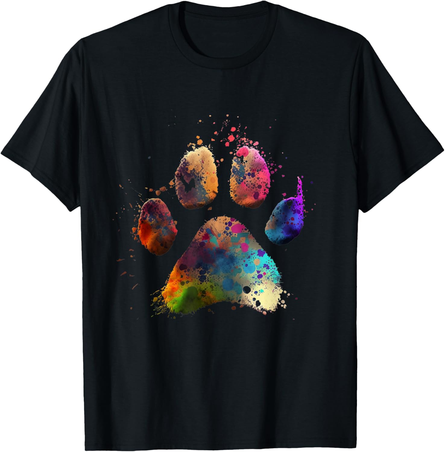 Colours Dog Paw Print Natural Colours | Natural Paw T-Shirt - T-Shirt | Black