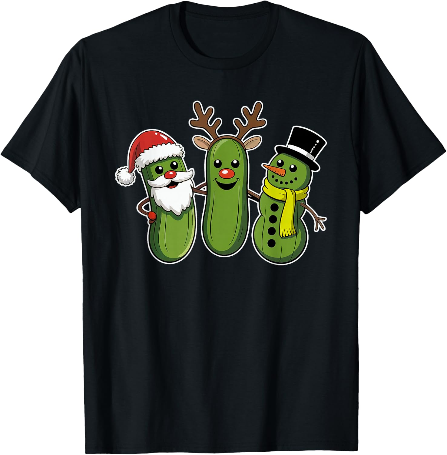Pickle Christmas Funny Xmas Pickle Lover Men Women Kids T-Shirt - T-Shirt | Black
