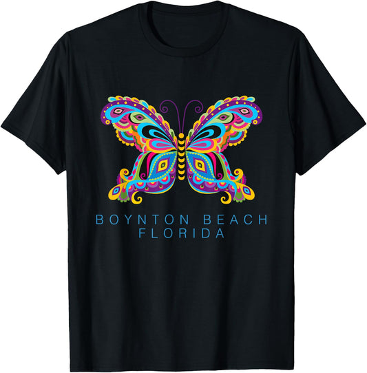 Boynton Beach Florida Souvenir Butterfly Graphic T-Shirt - T-Shirt | Black