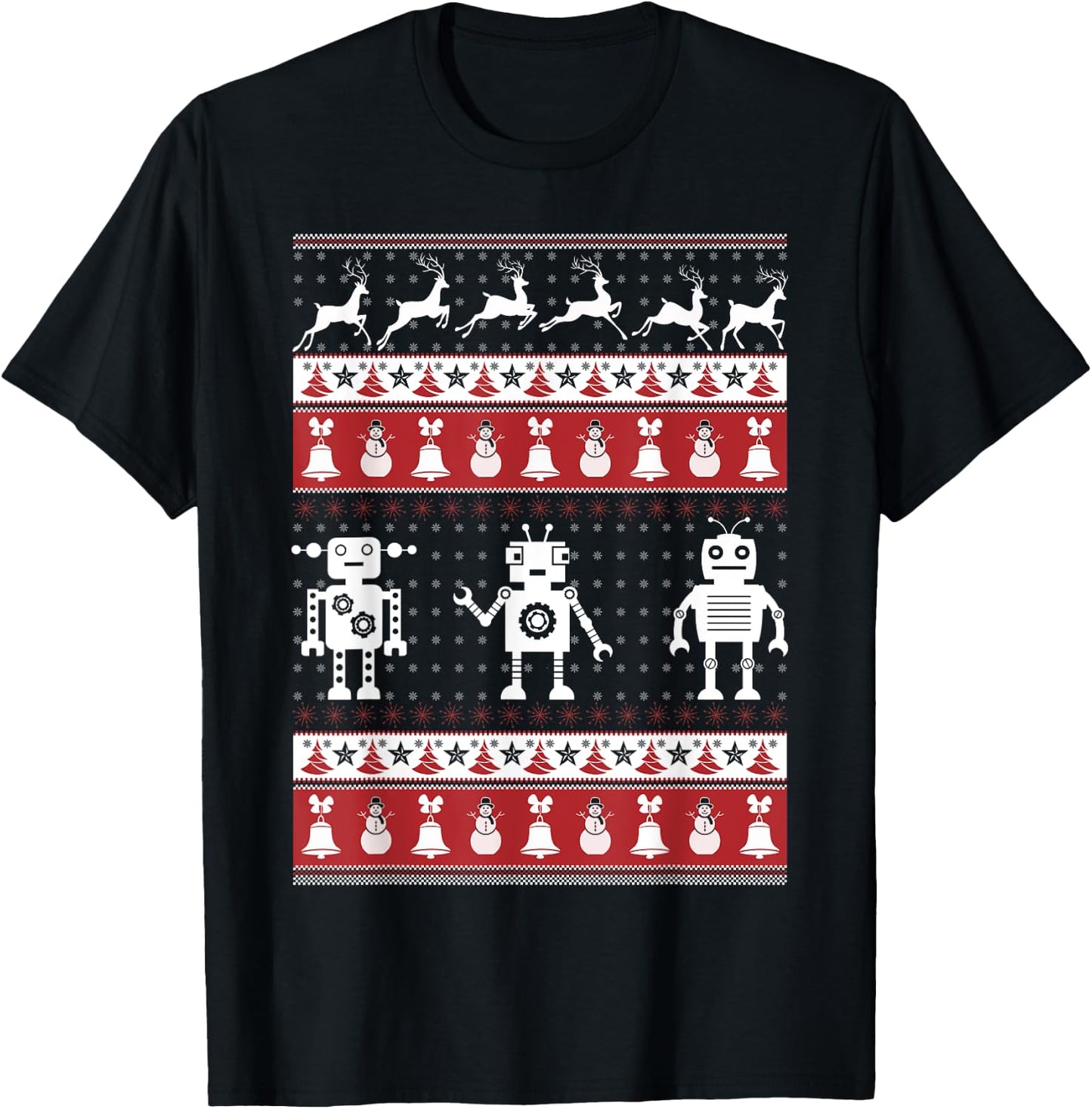Robots Ugly Christmas Sweater Xmas T Shirts T-Shirt - T-Shirt | Black
