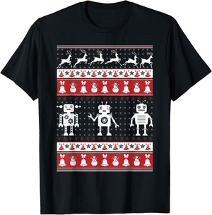 Robots Ugly Christmas Sweater Xmas T Shirts T-Shirt - T-Shirt | Black