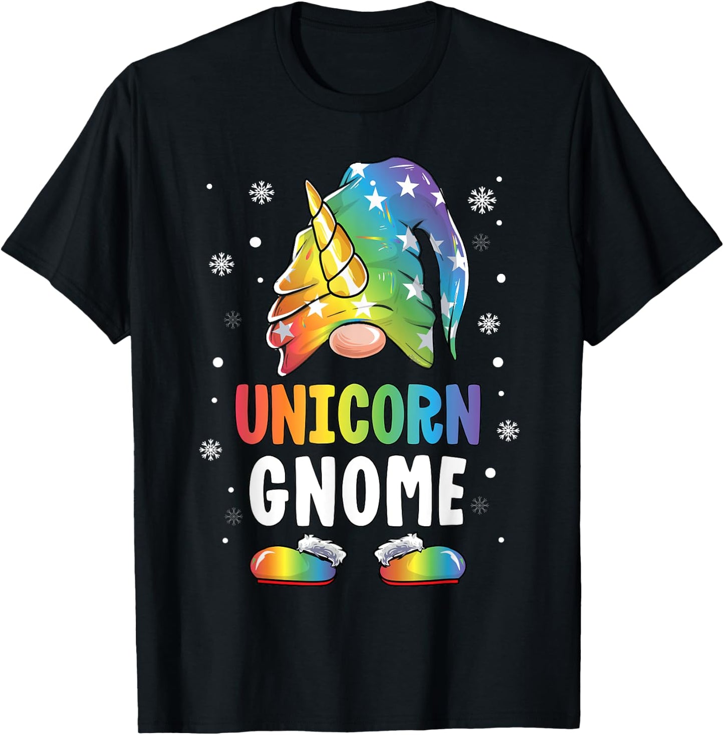 Gnome Unicorn Shirt Family Matching Group Christmas Girls T-Shirt - T-Shirt | Black