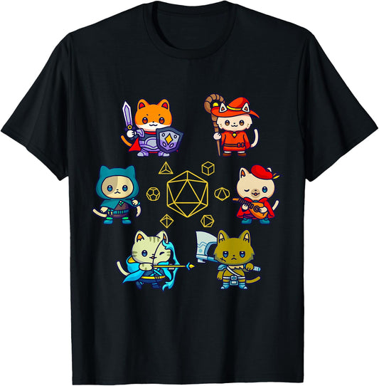RPG Dice Game for Cat Nerdy D20 Gamer Geek Cats Men, Women, Children , Black, S T-Shirt - T-Shirt | Black