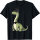 Brachiosaurus Dinosaur Wearing A Hat And Bowtie T-Shirt - T-Shirt | Black