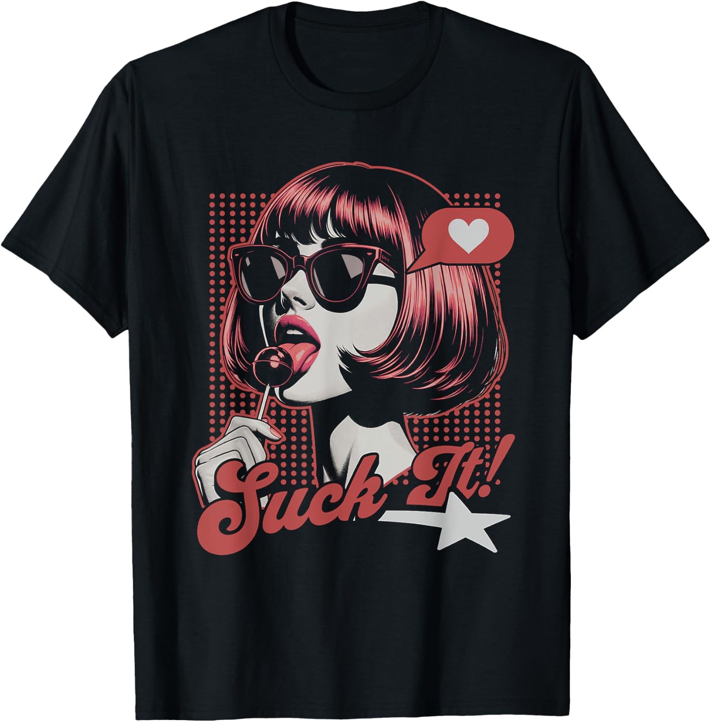 Funny Retro Pop Art Graphic Novelty T-Shirt - T-Shirt | Black
