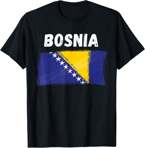 Bosnien Flagge Urlaub Vintage Grunge Bosnische Flagge T-Shirt - T-Shirt | Black