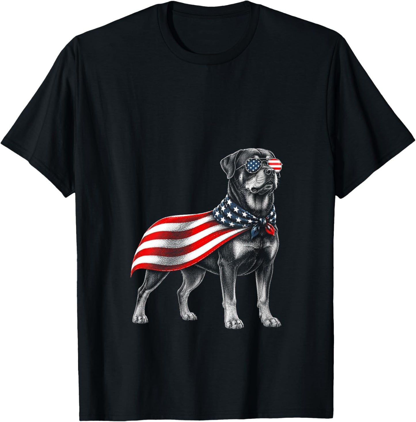 Women's Rottweiler 4th of July US American Flag Rottie Dog Patriotic V-Neck T-Shirt - T-Shirt | Black